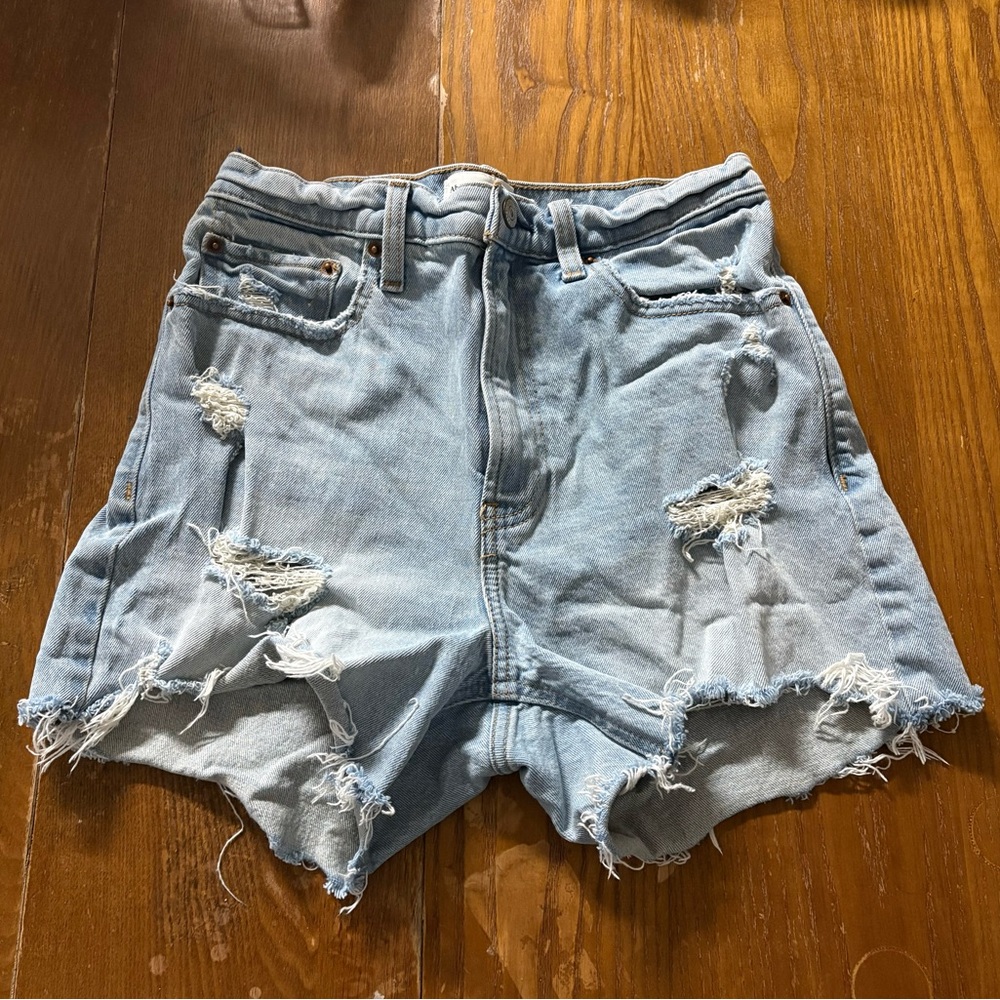 Abercrombie & Fitch Light Blue Distressed Jean Shorts